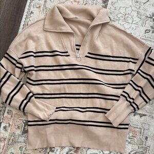 Stripe Half Zip Sweater